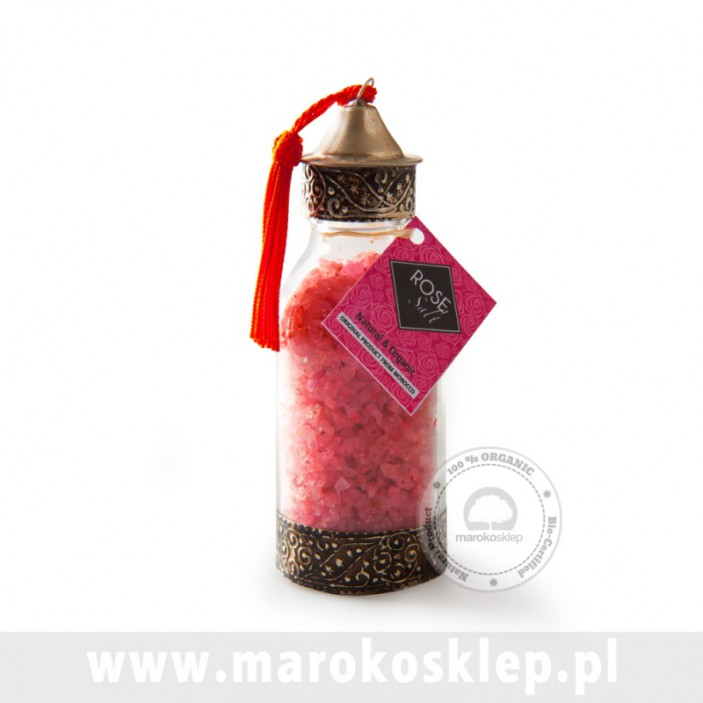 Sól morska różana do kąpieli w ozdobnym marokańskim flakonie 60g Beaute Marrakech || Maroko Sklep (1)
