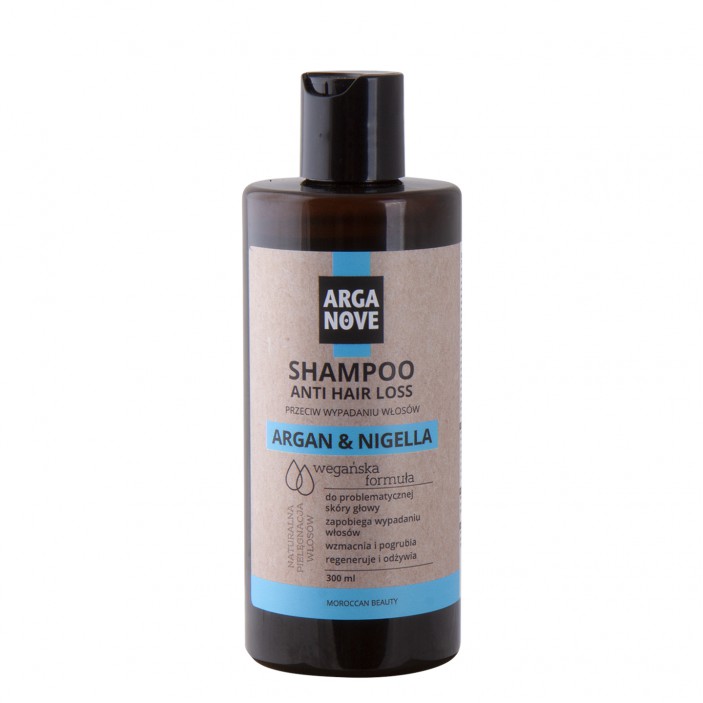 Naturalny szampon przeciw wypadaniu włosów z olejem arganowym i olejem z czarnuszki 300ml Arganove || Maroko Sklep