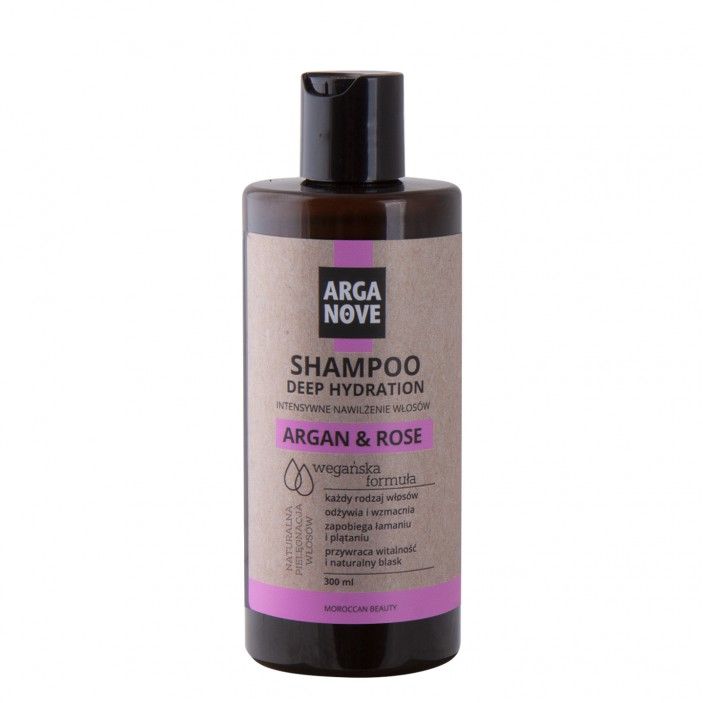 Naturalny szampon intensywnie nawilżający z olejem arganowym, różą damasceńska i białą glinką kaolinową 300ml Arganove || Maroko Sklep