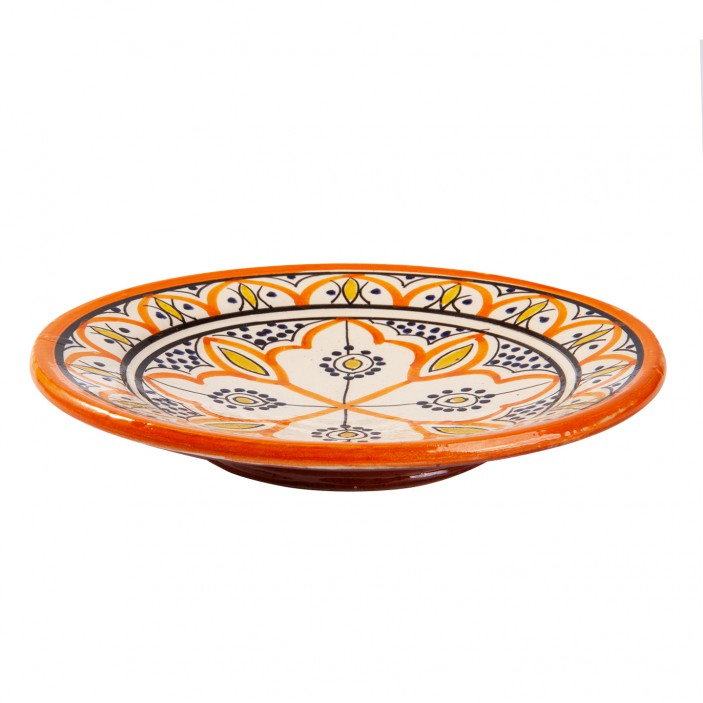 Ręcznie wykonany ceramiczny talerz w marokańskie wzory 20cm || Maroko Sklep