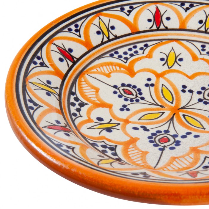 Ręcznie wykonany ceramiczny talerz w marokańskie wzory 20cm || Maroko Sklep