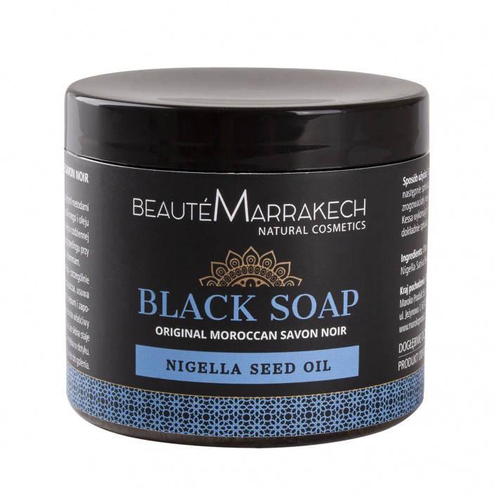 Naturalne czarne mydło oliwne Savon Noir z olejem z czarnuszki 200g Beaute Marrakech || Maroko Sklep