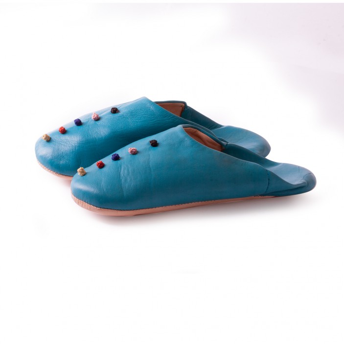 Skórzane babusze marokańskie z guziczkami || Maroko Sklep (1)