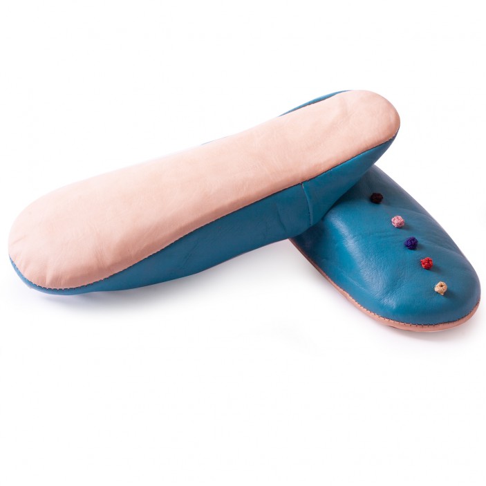 Skórzane babusze marokańskie z guziczkami || Maroko Sklep (3)