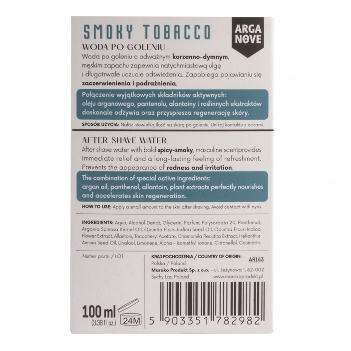 Woda po goleniu Smoky Tobacco 100ml Arganove || Maroko Sklep