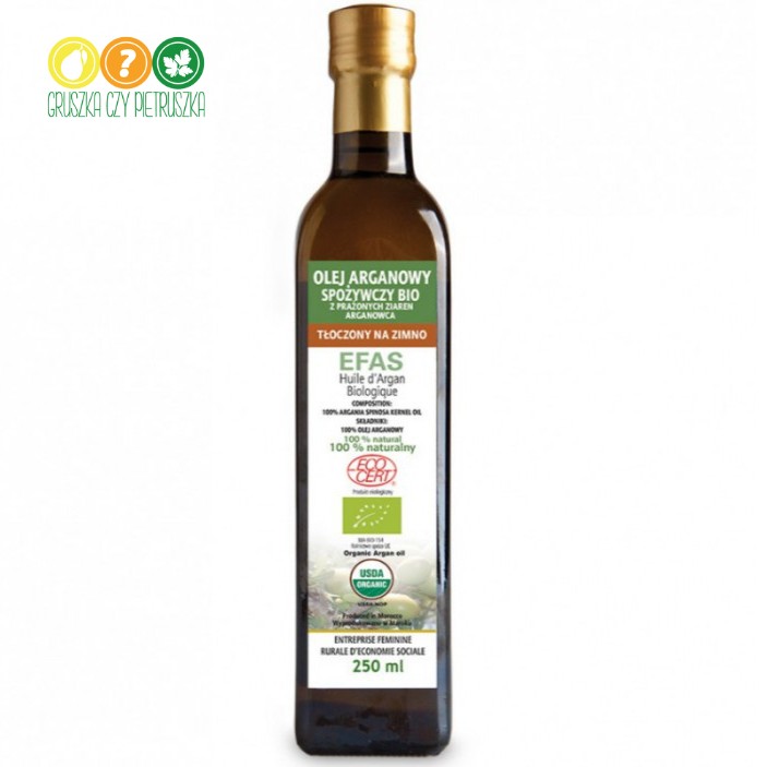 Olej arganowy spożywczy z certyfikatem ekologicznym Ecocert 250ml EFAS || Maroko Sklep