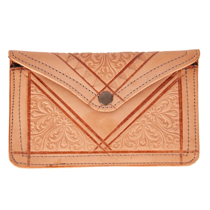 Elegancka, ręcznie wykonana kopertówka z naturalnej skóry prosto z Maroka. Ozdobiona unikalnymi tłoczeniami, łączy tradycję z nowoczesnym stylem. Idealna na co dzień i na prezent! (1)