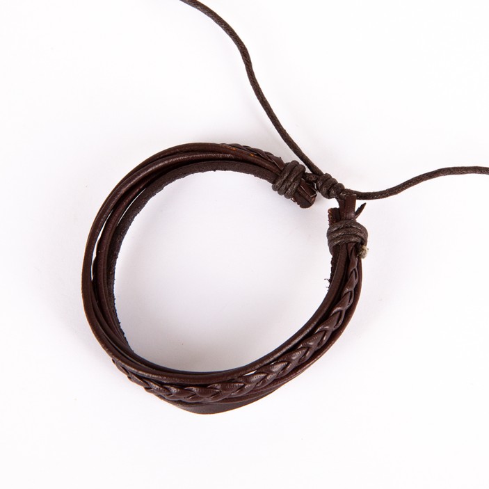 Bransoletka z naturalnej skóry ciemny brąz regulowana || Maroko Sklep (1)