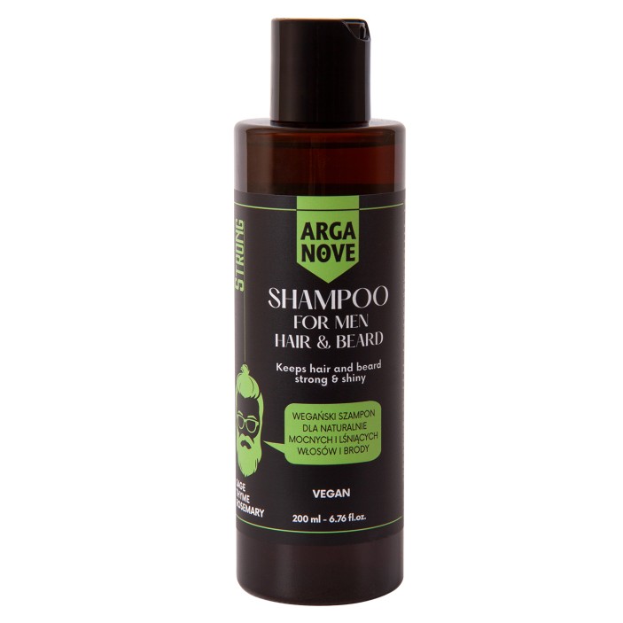 Wegański ziołowy szampon dla mężczyzn do brody i włosów STRONG 200 ml ARGANOVE || Maroko Sklep (1)