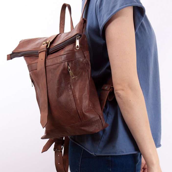 Plecak skórzany handmade z Maroka. Naturalna skóra, styl vintage, praktyczny i unikalny plecak na co dzień. (1)