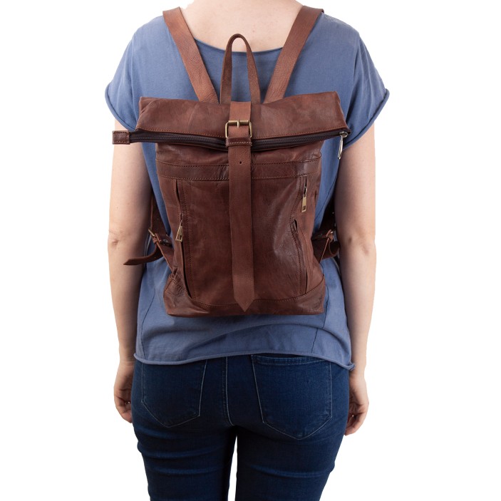 Plecak skórzany handmade z Maroka. Naturalna skóra, styl vintage, praktyczny i unikalny plecak na co dzień. (4)