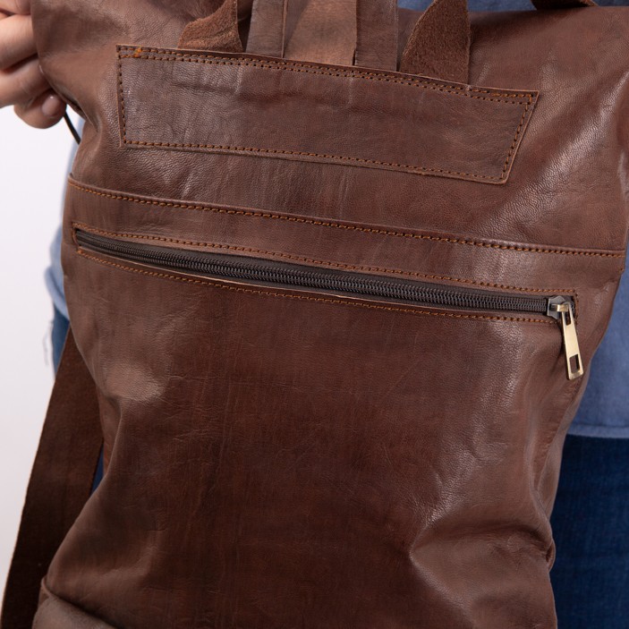 Plecak skórzany handmade z Maroka. Naturalna skóra, styl vintage, praktyczny i unikalny plecak na co dzień. (5)