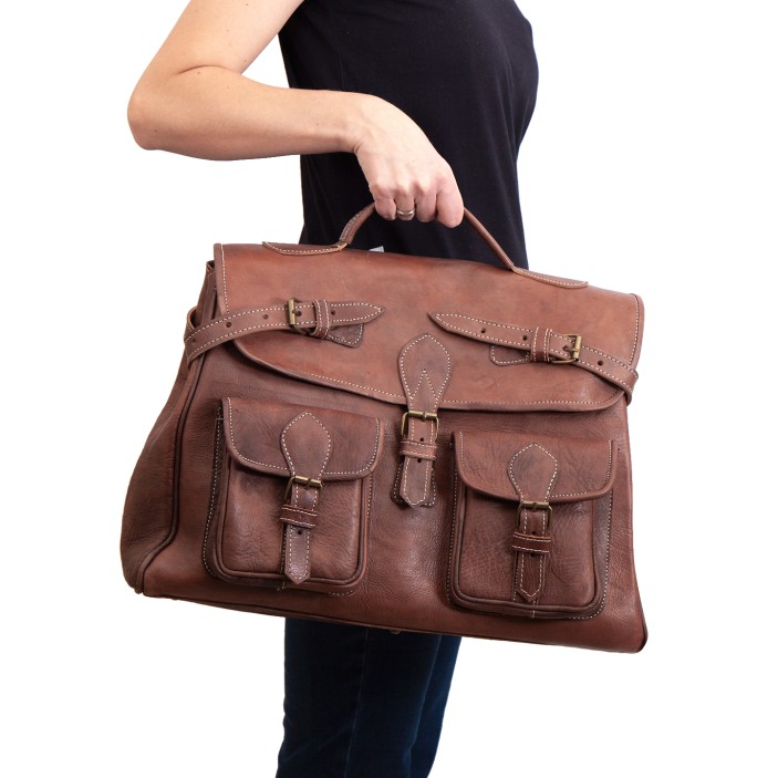 Torba podróżna handmade z Maroka. Skóra naturalna, pojemna, styl vintage, praktyczna torba na wyjazd, do pracy lub na prezent. (2)