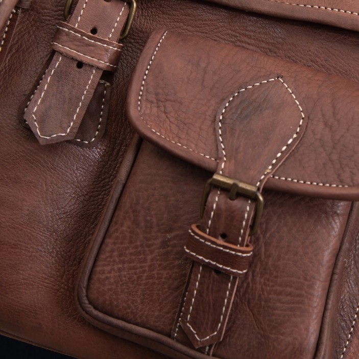 Torba podróżna handmade z Maroka. Skóra naturalna, pojemna, styl vintage, praktyczna torba na wyjazd, do pracy lub na prezent. (3)