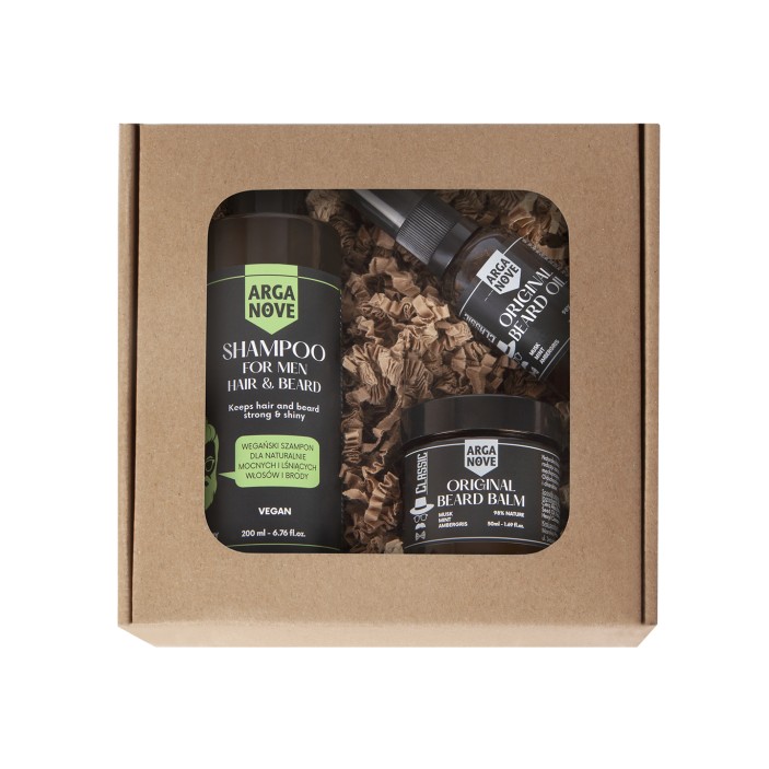 Zestaw zawiera kosmetyki przeznaczone do mycia i pielęgnacji brody. W zestawie znajduje się pełnowartościowy szampon do włosów i brody STRONG 200 ml, olejek do brody 30 ml i balsam do brody 50 ml (1)