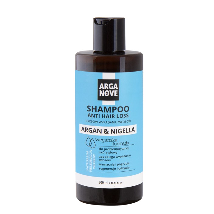 Naturalny szampon przeciw wypadaniu włosów z olejem arganowym i olejem z czarnuszki 300ml Arganove || Maroko Sklep (1)