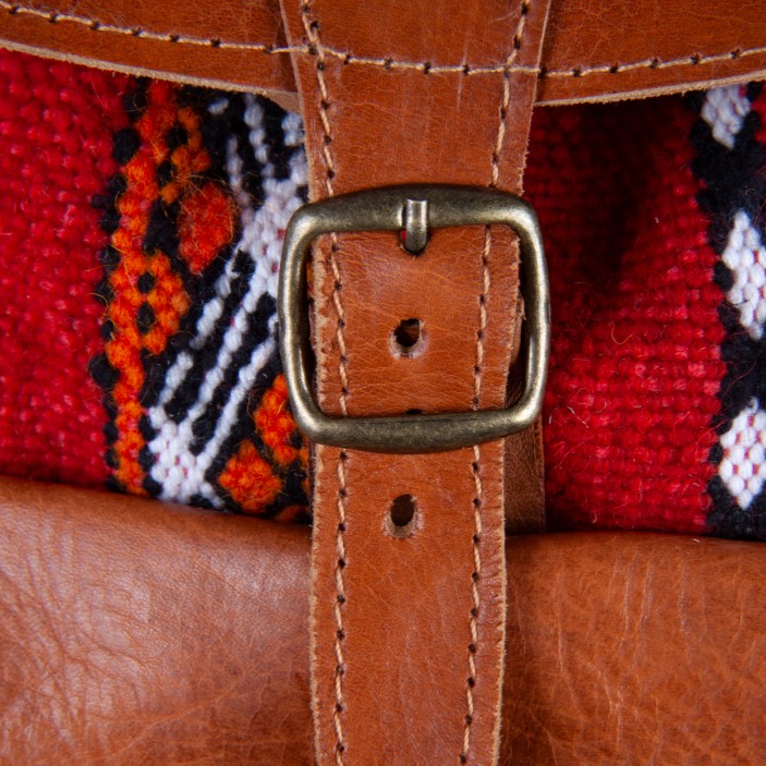 Skórzany plecak handmade z kilimem z Maroka. Mały plecak w stylu etno i vintage, idealny na prezent. Ręcznie robiony, unikalny. (5)