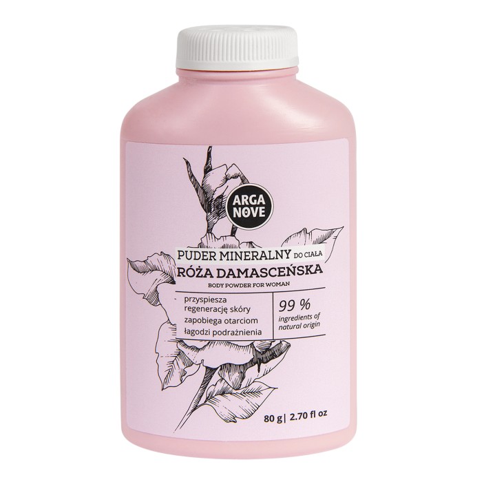Naturalny różany puder mineralny do ciała dla kobiet przeciw otarciom 80g ARGANOVE || Maroko Sklep (1)