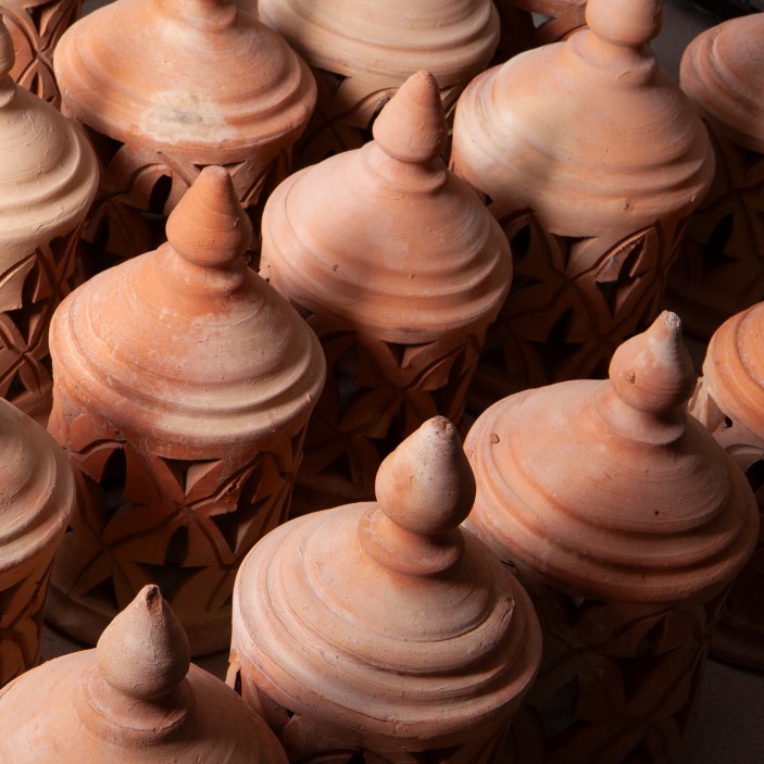 Gliniany lampion ogrodowy handmade mały || Marokosklep (4)