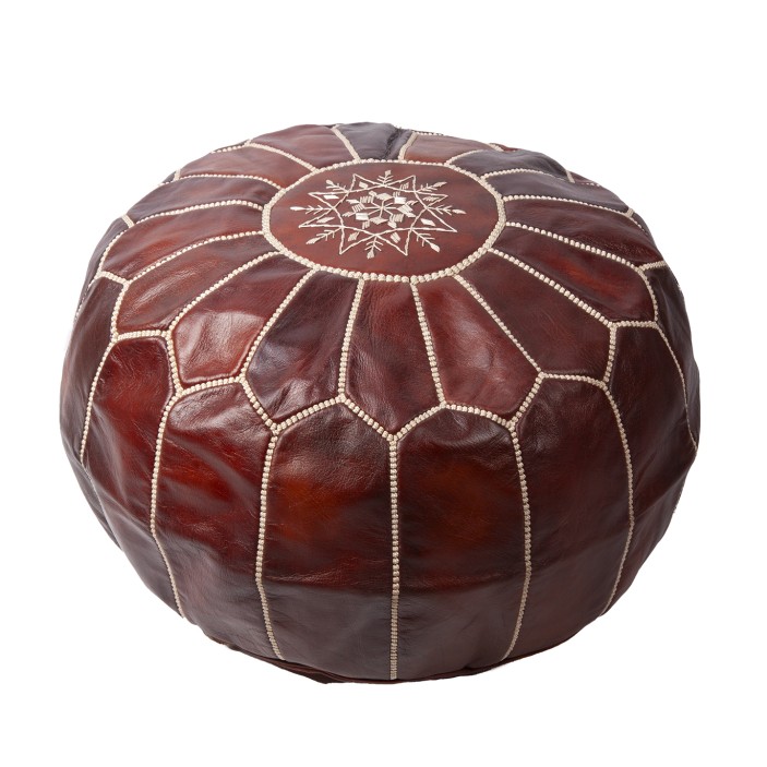 Marokańska pufa z naturalnej skóry duża || Maroko Sklep (1)