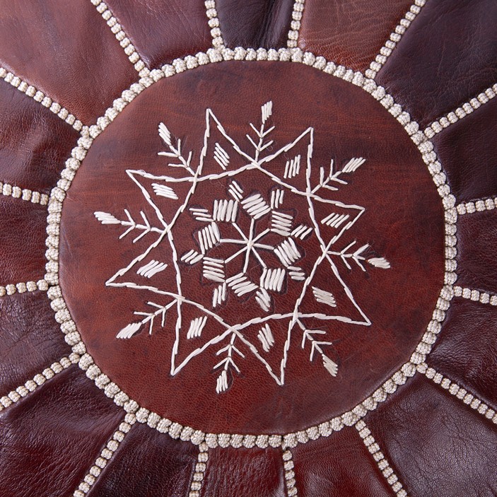 Marokańska pufa z naturalnej skóry duża || Maroko Sklep (5)