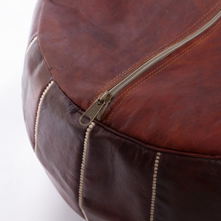 Marokańska pufa z naturalnej skóry duża || Maroko Sklep (6)