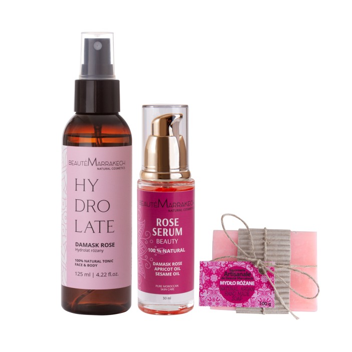 Różany zestaw kosmetyków piękności - Królowa Róża - dla każdego rodzaju skóry || Maroko Sklep (2)