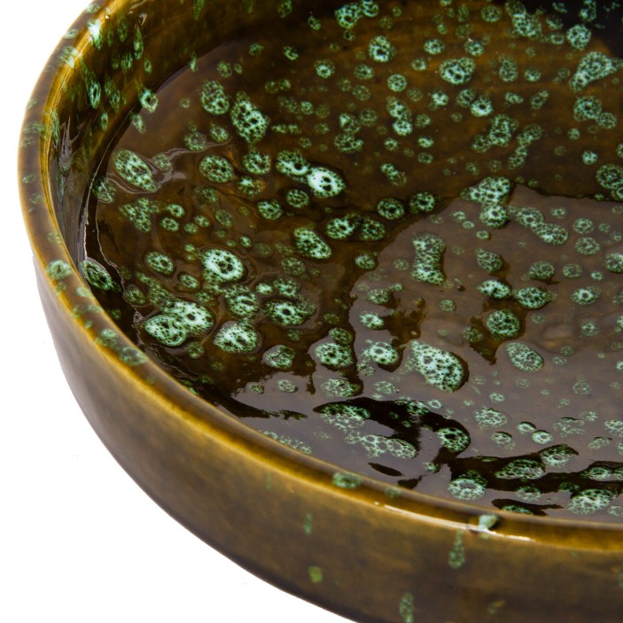Ręcznie robiona marokańska misa ceramiczna. Unikalne szkliwo w brązie i zieleni. Stylowa dekoracja i naczynie do serwowania. (4)