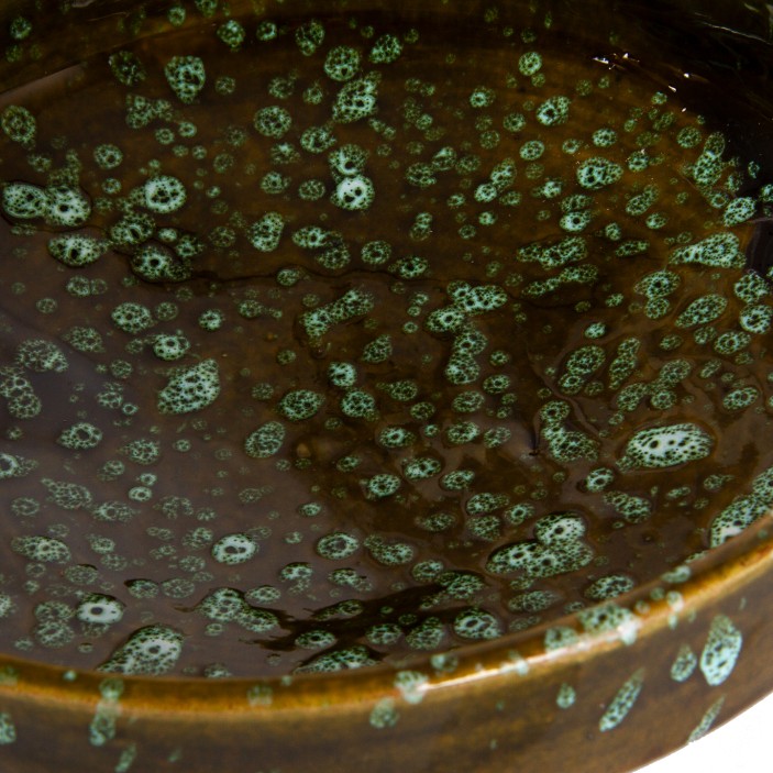 Ręcznie robiona marokańska misa ceramiczna. Unikalne szkliwo w brązie i zieleni. Stylowa dekoracja i naczynie do serwowania. (5)