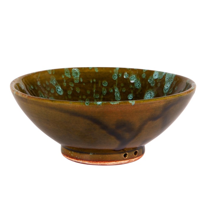 Ręcznie wykonana marokańska miseczka ceramiczna. Unikalny wzór w plamki na brązowym tle. Idealna na przekąski i drobiazgi (1)