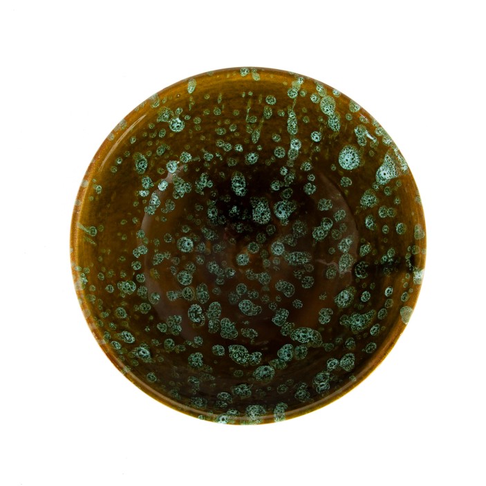 Ręcznie wykonana marokańska miseczka ceramiczna. Unikalny wzór w plamki na brązowym tle. Idealna na przekąski i drobiazgi (2)