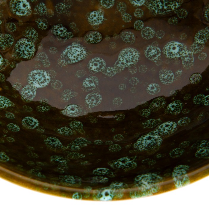 Ręcznie wykonana marokańska miseczka ceramiczna. Unikalny wzór w plamki na brązowym tle. Idealna na przekąski i drobiazgi (5)