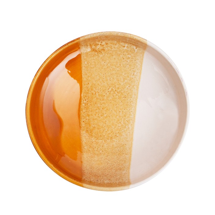 Ręcznie malowana miseczka z Agadiru. Unikalna ceramika w pasy: żółty, beż i biel. Idealna na przekąski. (3)