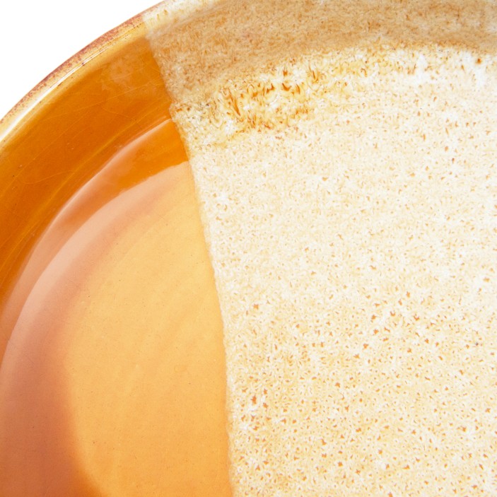 Ręcznie malowana miseczka z Agadiru. Unikalna ceramika w pasy: żółty, beż i biel. Idealna na przekąski. (5)