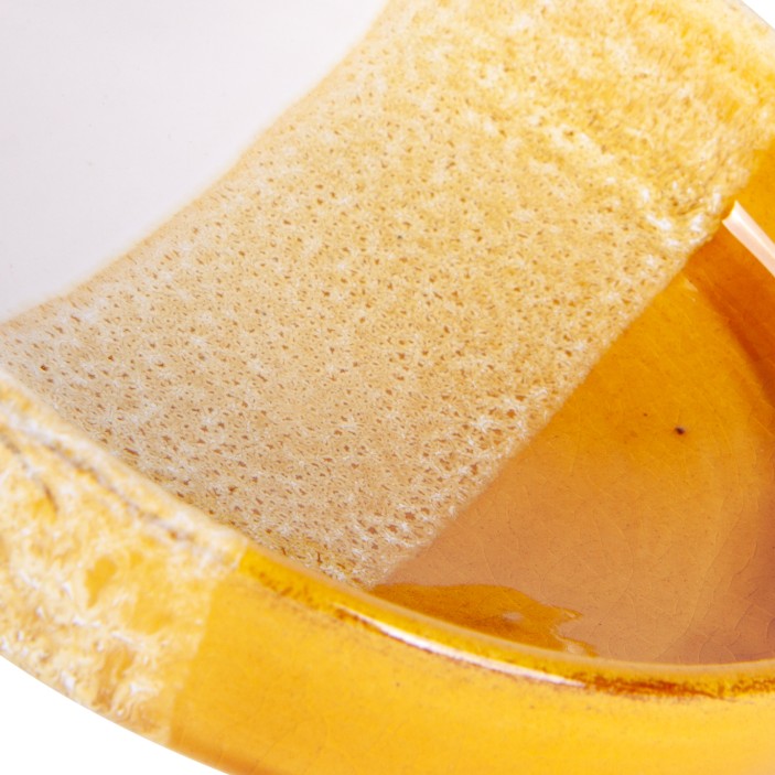 Ręcznie malowana miseczka z Agadiru. Unikalny design w pasy: żółty, beż i biel. Ceramika artystyczna. (5)