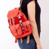 mini: Czerwony plecak z naturalnej skóry z wełnianym, etnicznym wzorem. Cztery funkcjonalne kieszenie, kompaktowy rozmiar, ręczne wykonanie. (2)