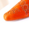 mini: Laczki skórzane babusze ażurowe pomarańczowe || Maroko Sklep (5)