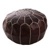 mini: Marokańska pufa z naturalnej ciemnej skóry duża || Maroko Sklep (1)