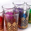 Obrazek dla: Marokańskie szklanki ręcznie zdobione złotem,  barwione u podstawy zestaw 6 sztuk  Maroko Sklep