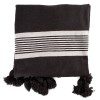 mini: Czarna narzuta w białe paski. Bawełniany pled ręcznie tkany. Nowoczesny dodatek w stylu skandynawskim i loft. (1)
