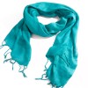 mini: Turkusowa chusta 186×68 cm (+/-3) z frędzlami. Lekka, półtransparentna, idealna jako szal i okrycie na ramiona (2)