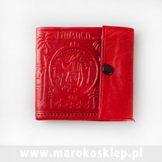 Skórzany portfel wykonany ręcznie w Maroku czerwony  Maroko Sklep
