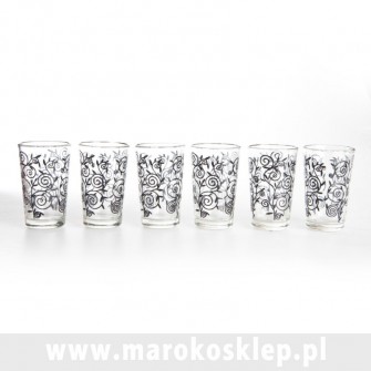 Marokańskie szklanki różnokolorowe zestaw 6sztuk | Maroko Sklep|