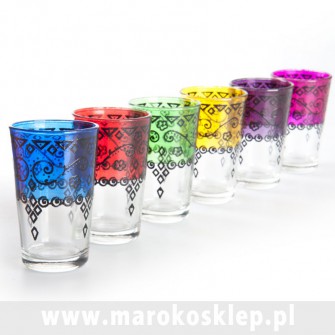 Marokańskie szklanki różnokolorowe zestaw 6sztuk  Maroko Sklep