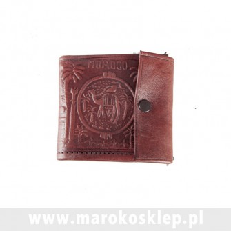 Skórzany portfel wykonany ręcznie w Maroku brązowy  Maroko Sklep