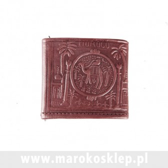 Skórzany portfel wykonany ręcznie w Maroku brązowy | Maroko Sklep|