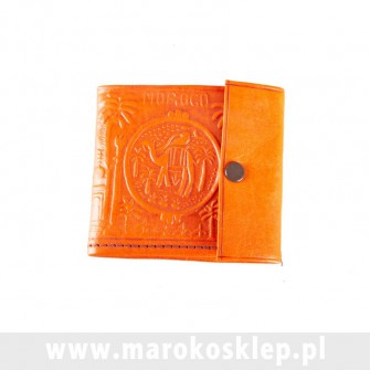 Skórzany portfel wykonany ręcznie w Maroku pomarańczowy  Maroko Sklep