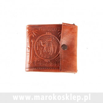 Skórzany portfel wykonany ręcznie w Maroku rudy  Maroko Sklep