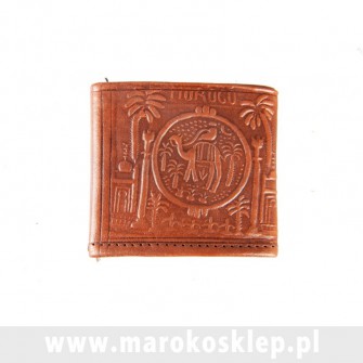 Skórzany portfel wykonany ręcznie w Maroku rudy | Maroko Sklep|