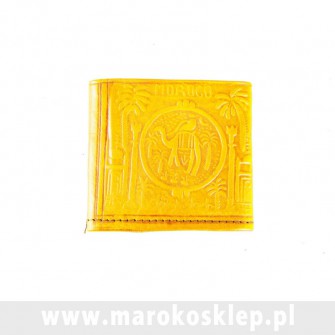 Skórzany portfel wykonany ręcznie w Maroku żółty | Maroko Sklep|